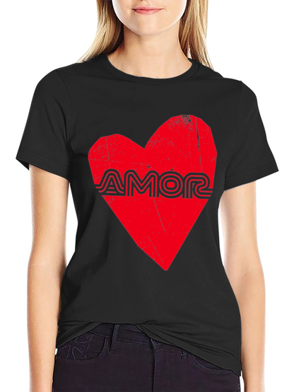 Amor Heart Graphic Black T-Shirt