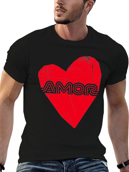 Amor Heart Graphic Black T-Shirt