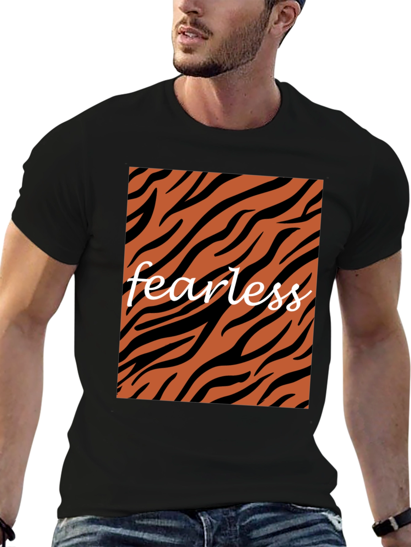 Fearless Tiger Stripe Graphic Tee - Black