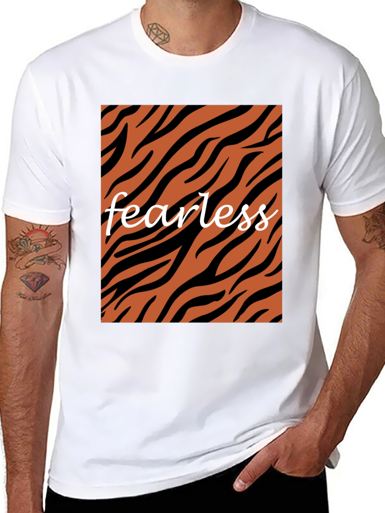 Fearless Tiger Stripe Graphic Tee - Black
