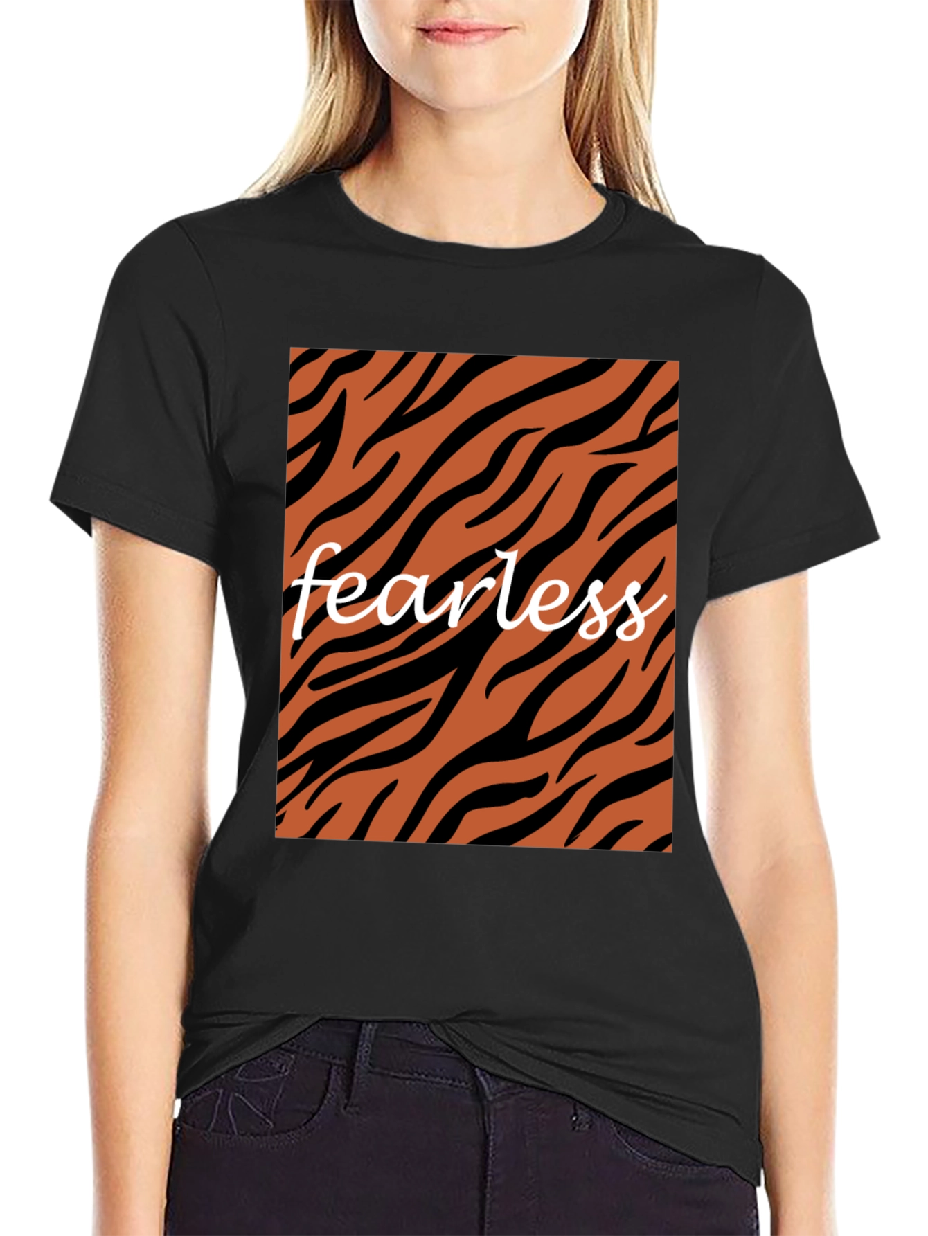 Fearless Tiger Stripe Graphic Tee - Black