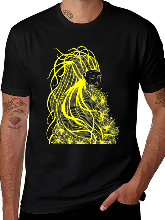 Abstract Yellow Graphic Tee - Black