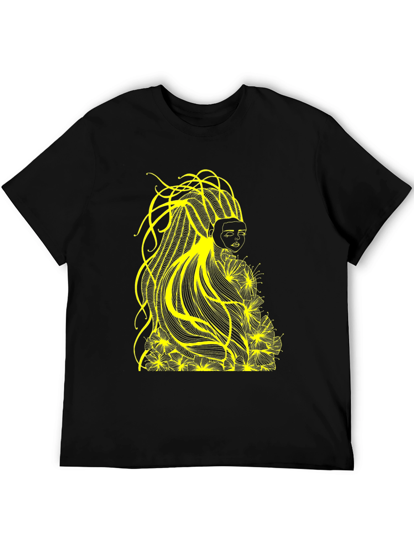 Abstract Yellow Graphic Tee - Black