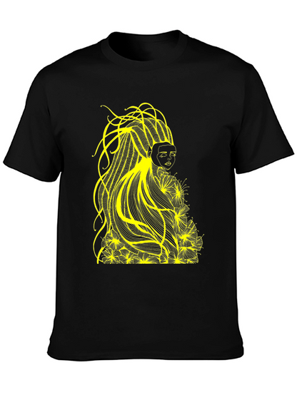 Abstract Yellow Graphic Tee - Black