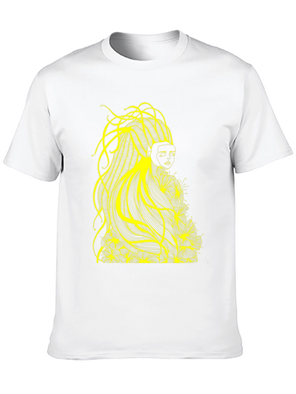 Abstract Yellow Graphic Tee - Black