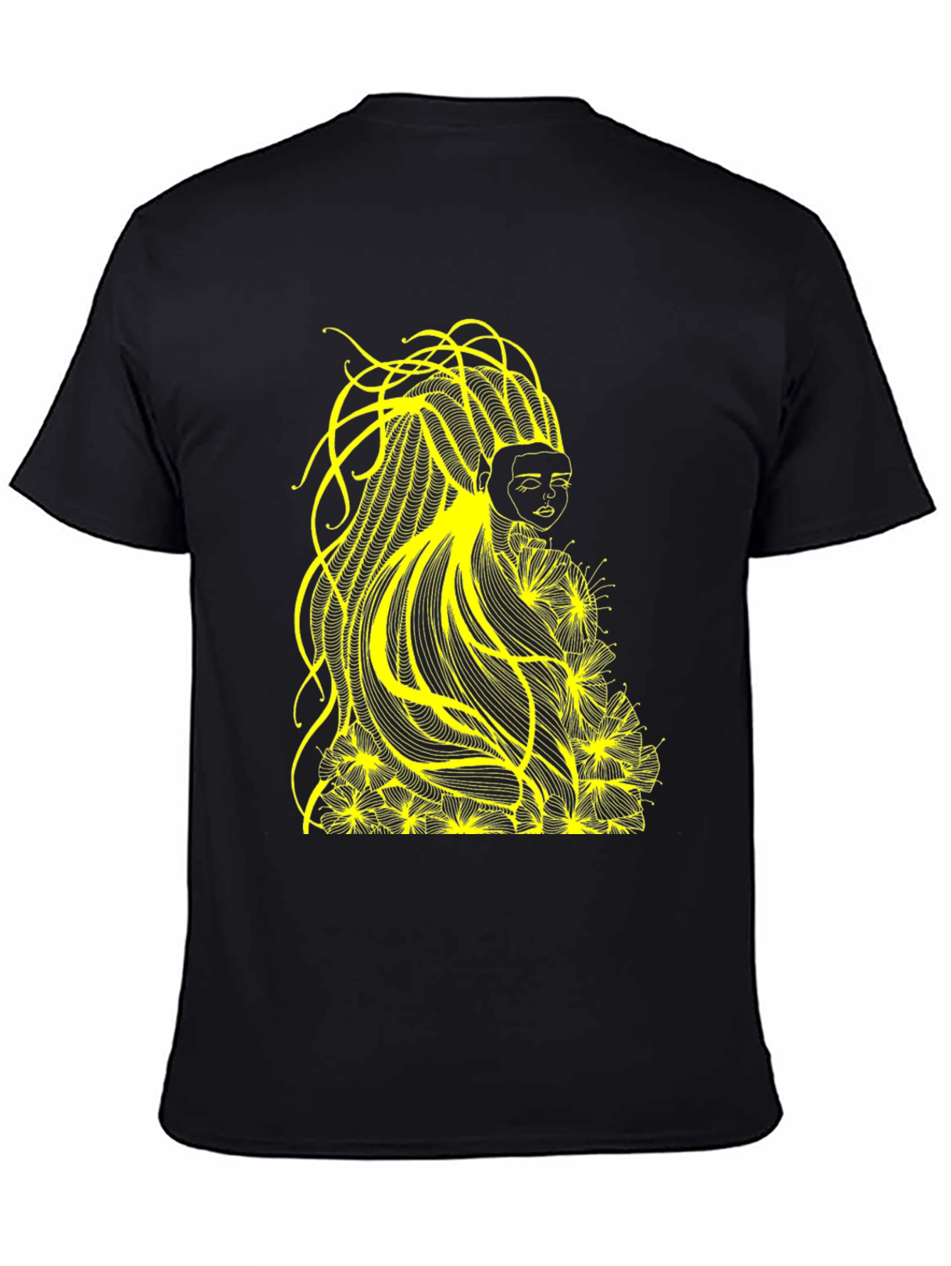 Abstract Yellow Graphic Tee - Black