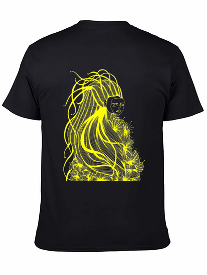 Abstract Yellow Graphic Tee - Black