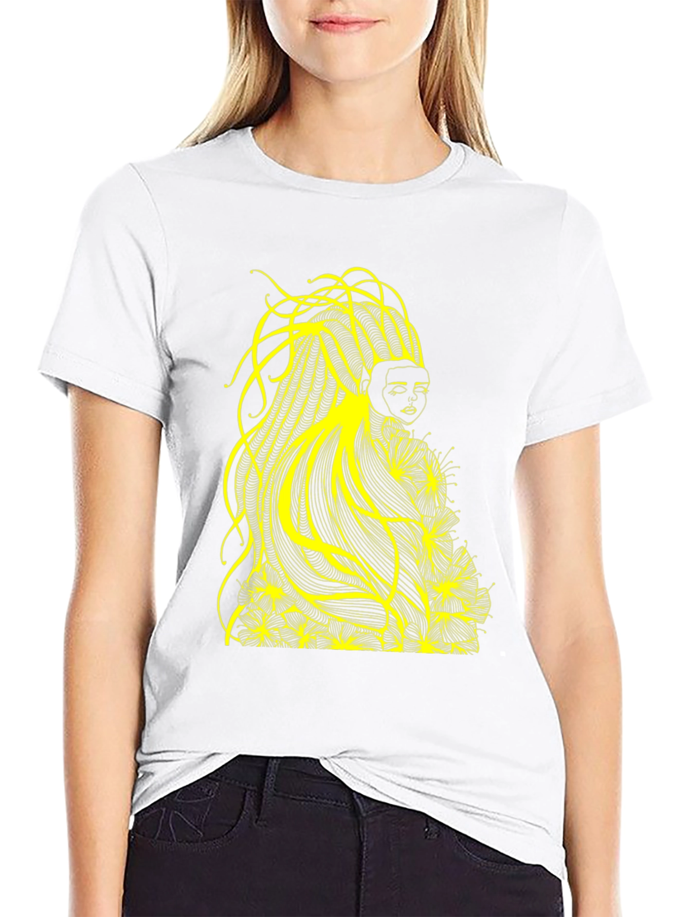 Abstract Yellow Graphic Tee - Black