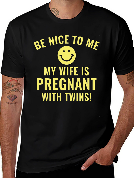 Funny Pregnancy Announcement T-Shirt: My Wife Is Pregnant With Twins!
