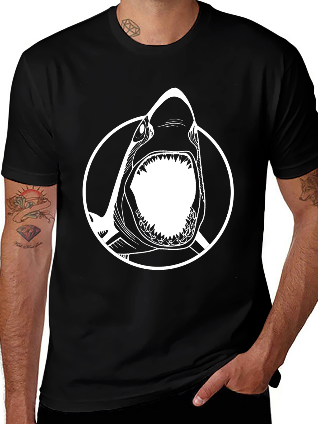 Shark Graphic Tee - Mens Black T-Shirt
