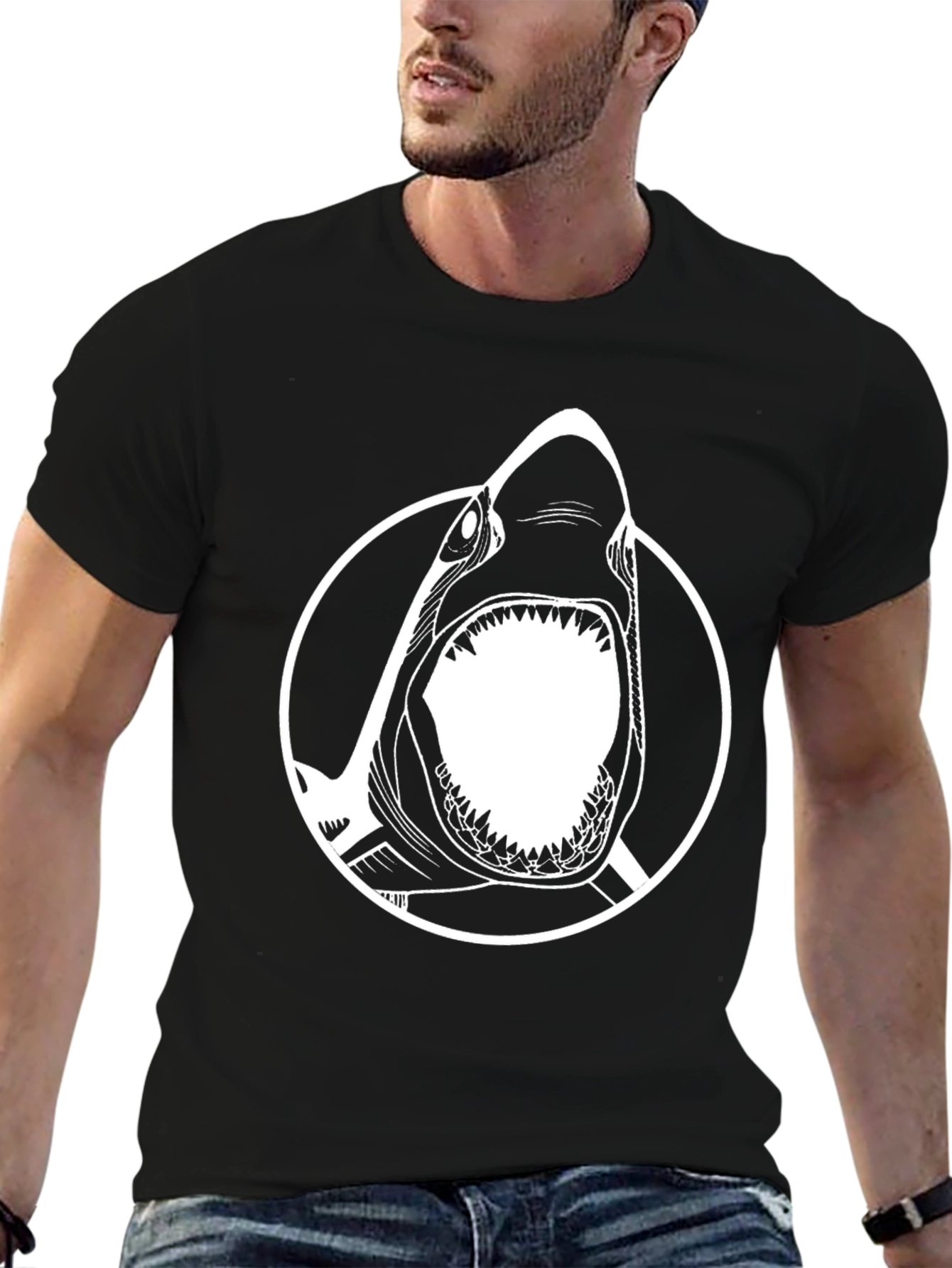 Shark Graphic Tee - Mens Black T-Shirt
