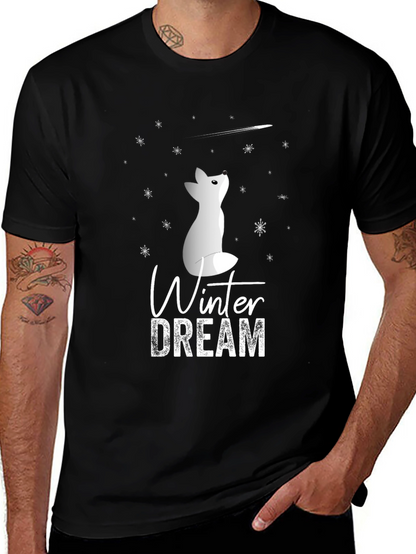 Winter Dream Fox Graphic Tee - Soft Cotton Blend