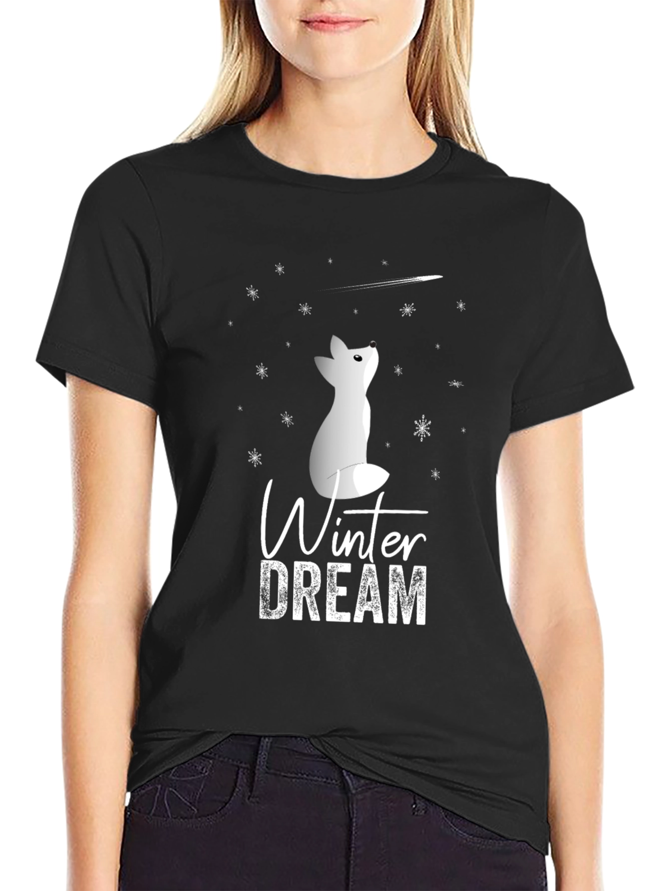 Winter Dream Fox Graphic Tee - Soft Cotton Blend
