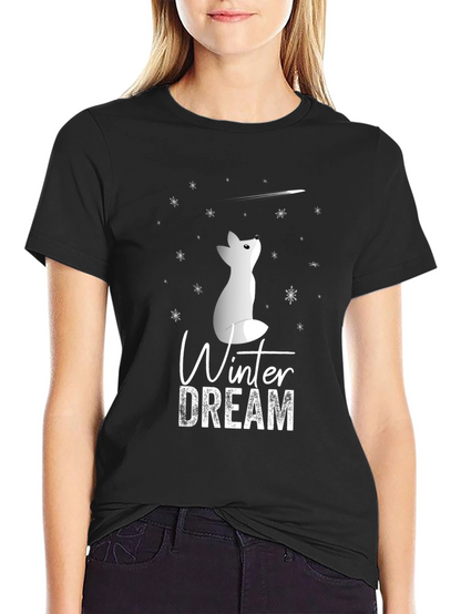 Winter Dream Fox Graphic Tee - Soft Cotton Blend