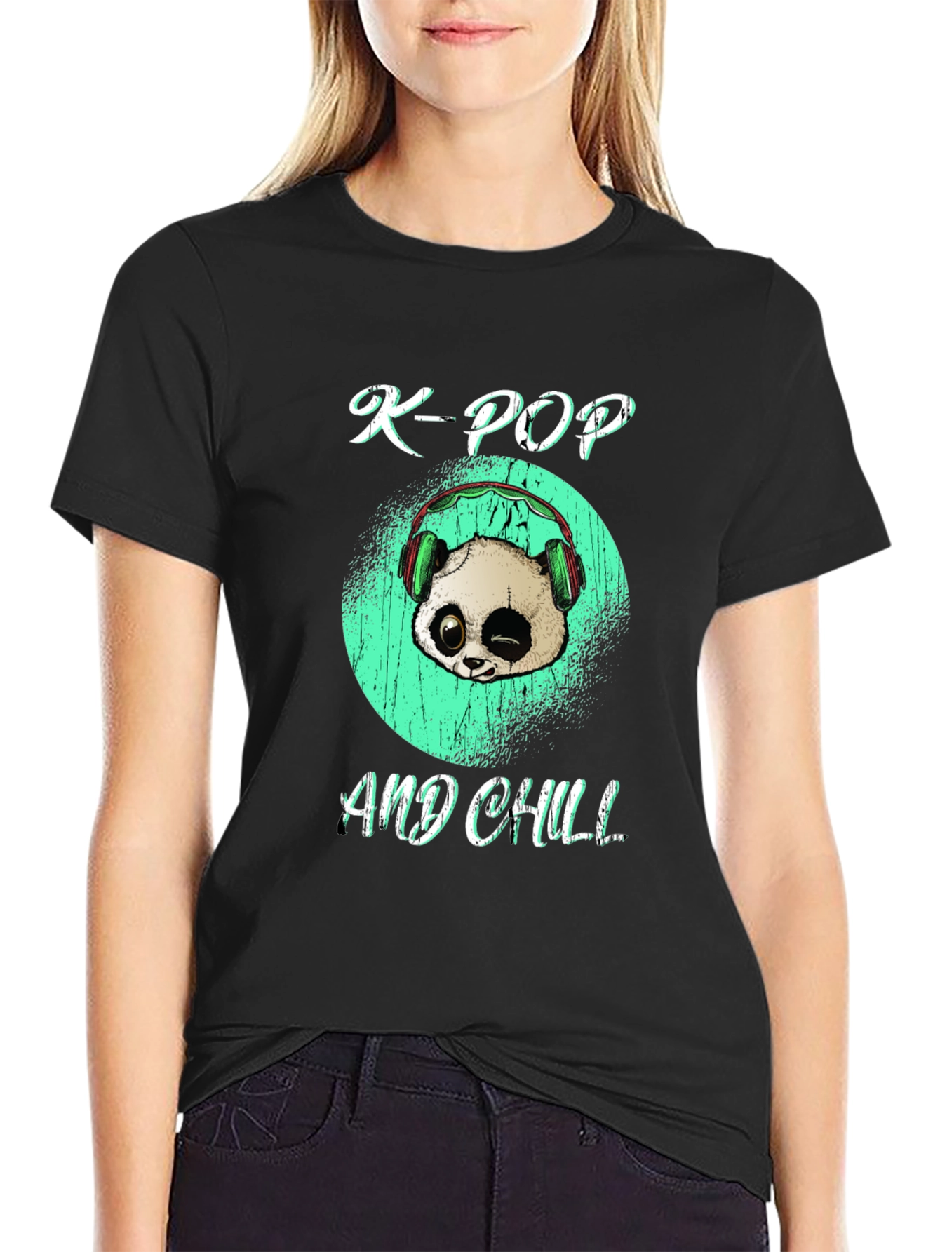 K-Pop and Chill Panda Graphic Tee