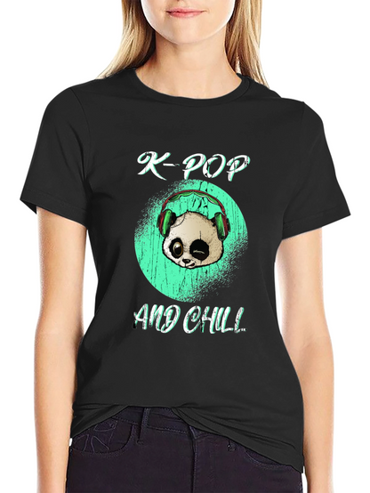 K-Pop and Chill Panda Graphic Tee