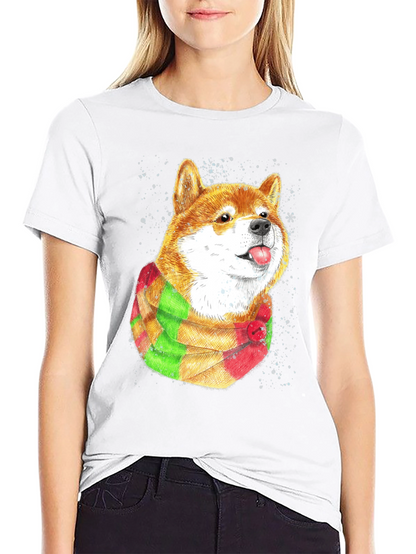 Shiba Inu T-Shirt with Scarf - Dog Lover Apparel