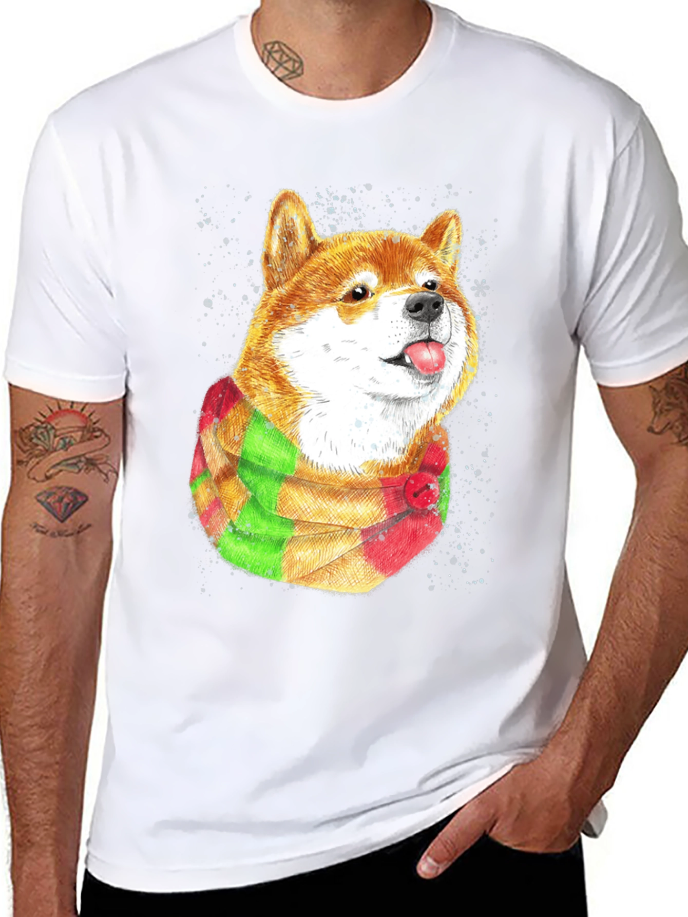 Shiba Inu T-Shirt with Scarf - Dog Lover Apparel