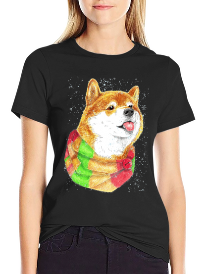 Shiba Inu T-Shirt with Scarf - Dog Lover Apparel