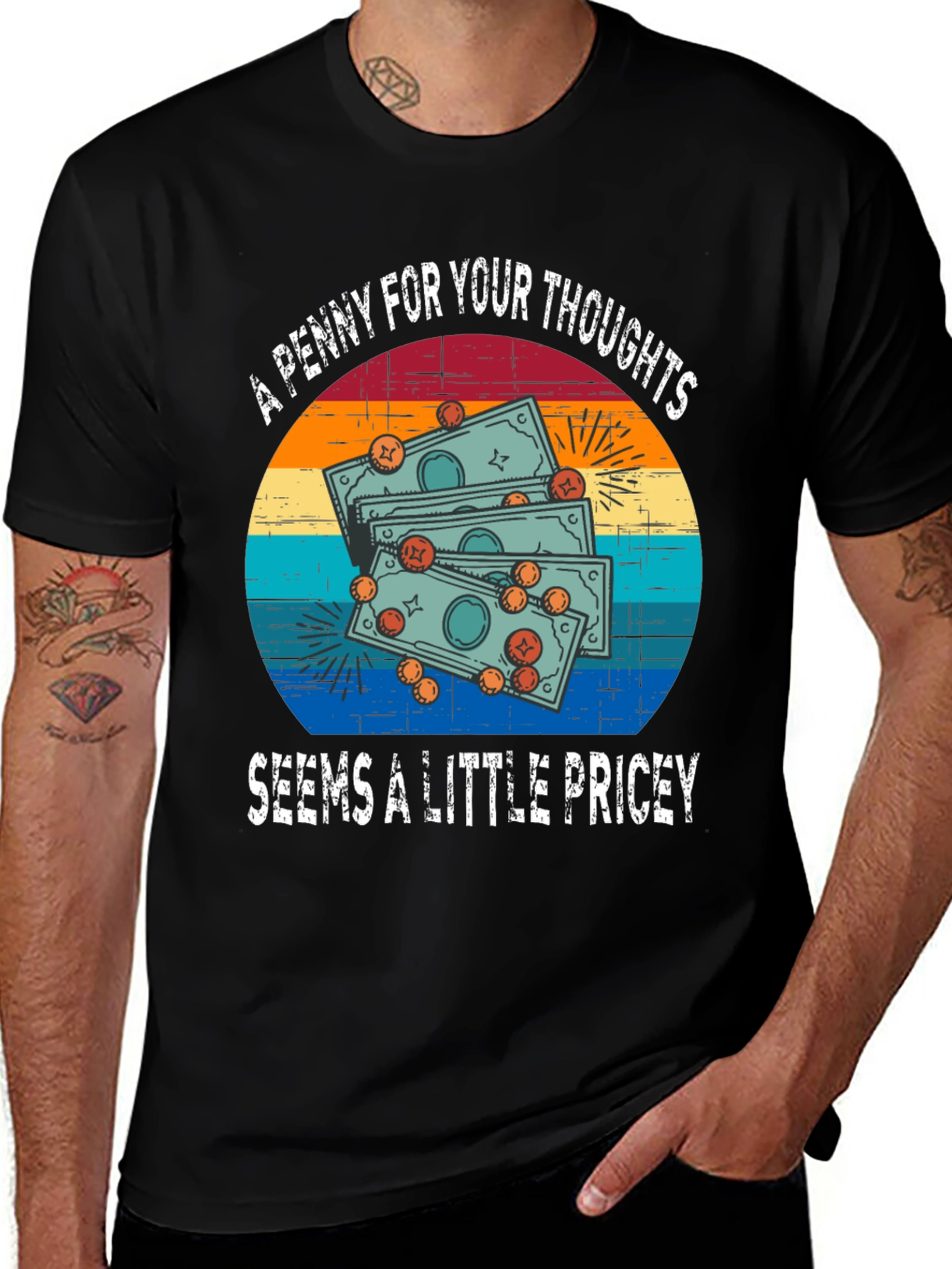 Penny For Your Thoughts Funny Graphic T-Shirt