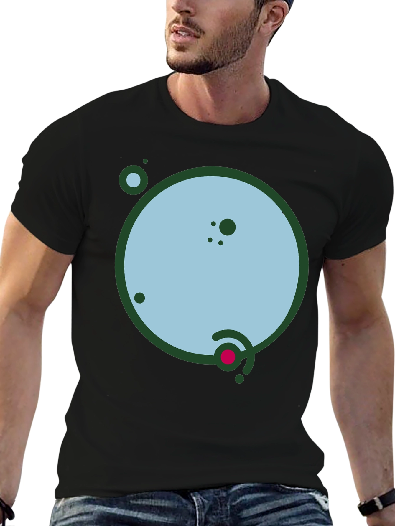 Geometric Planet Graphic Black Tee