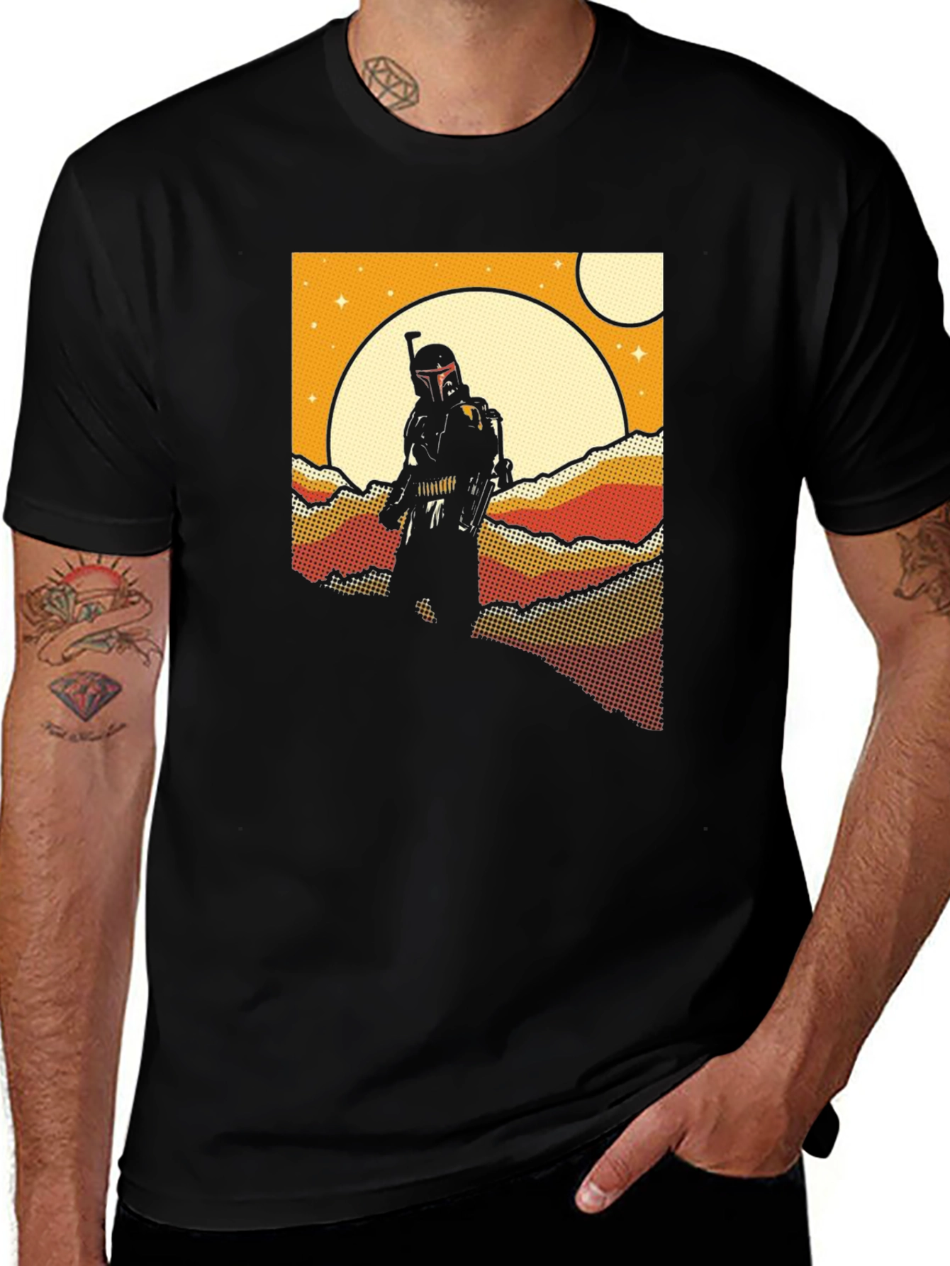 Retro Sci-Fi T-Shirt: Bounty Hunter Scene