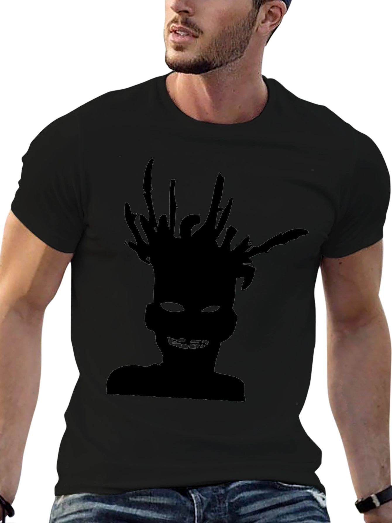 Unique Silhouette Graphic Black T-Shirt