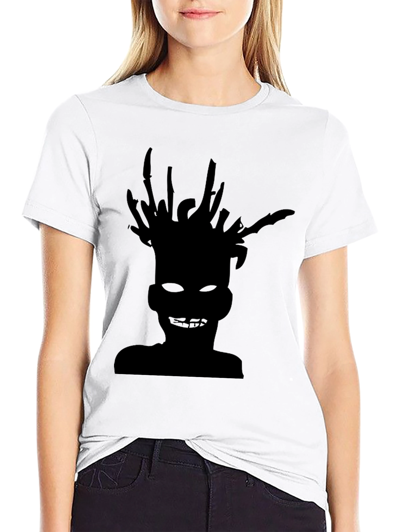 Unique Silhouette Graphic Black T-Shirt