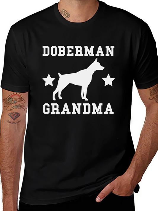 Doberman Grandma Graphic Tee - Black Cotton T-Shirt
