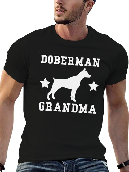 Doberman Grandma Graphic Tee - Black Cotton T-Shirt