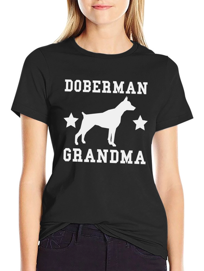 Doberman Grandma Graphic Tee - Black Cotton T-Shirt