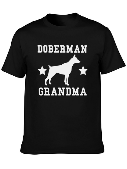 Doberman Grandma Graphic Tee - Black Cotton T-Shirt