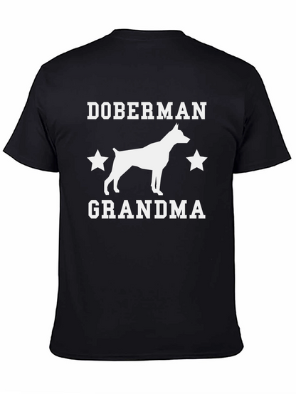Doberman Grandma Graphic Tee - Black Cotton T-Shirt