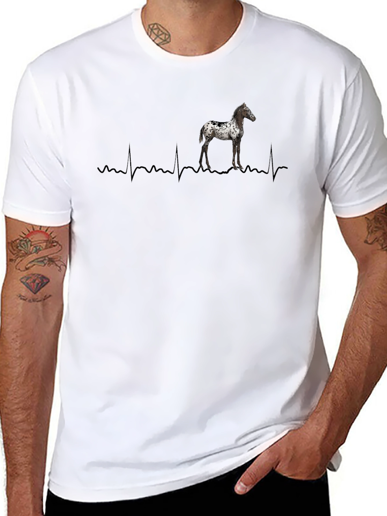 Horse Heartbeat T-Shirt - Black