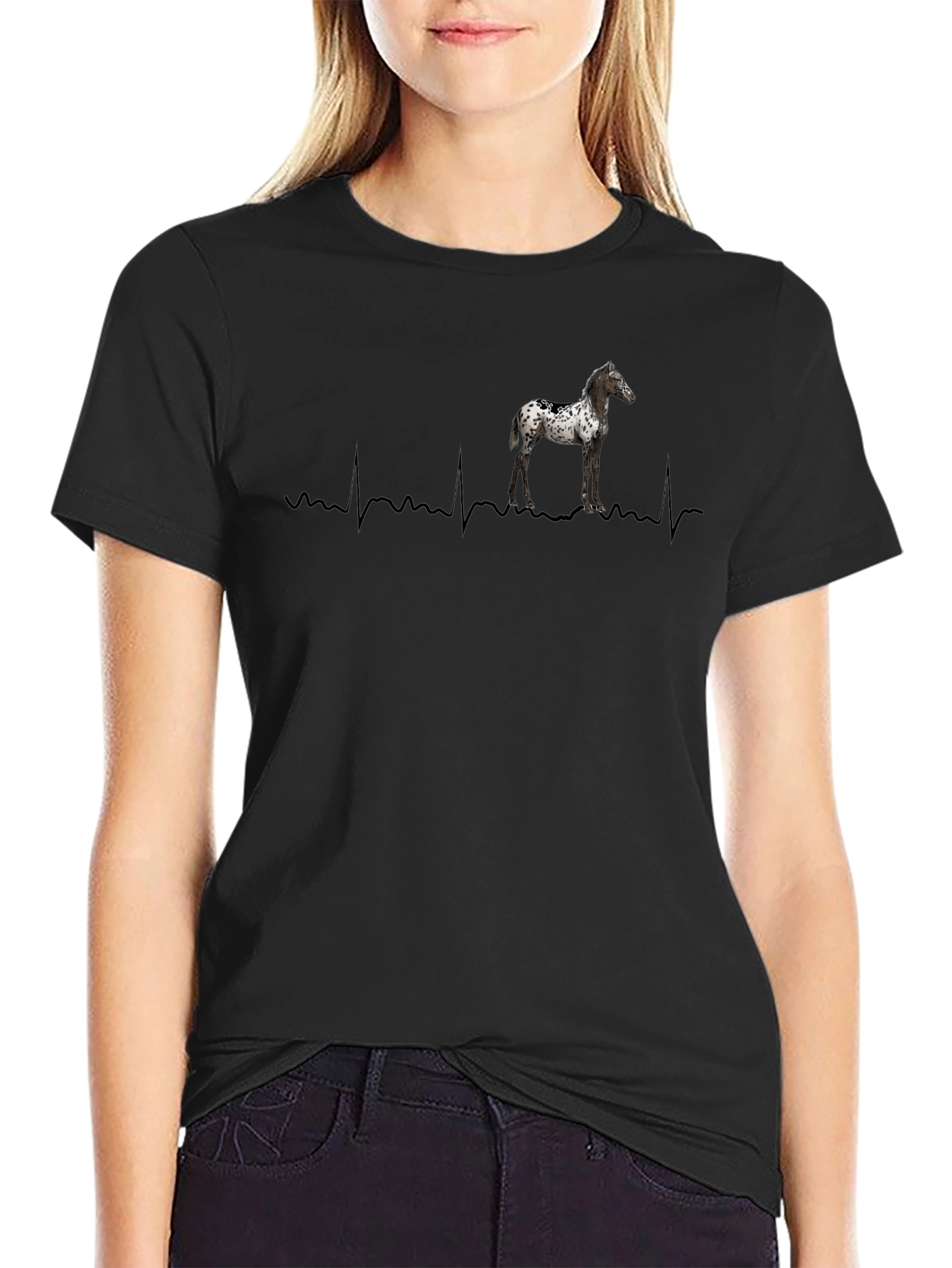 Horse Heartbeat T-Shirt - Black