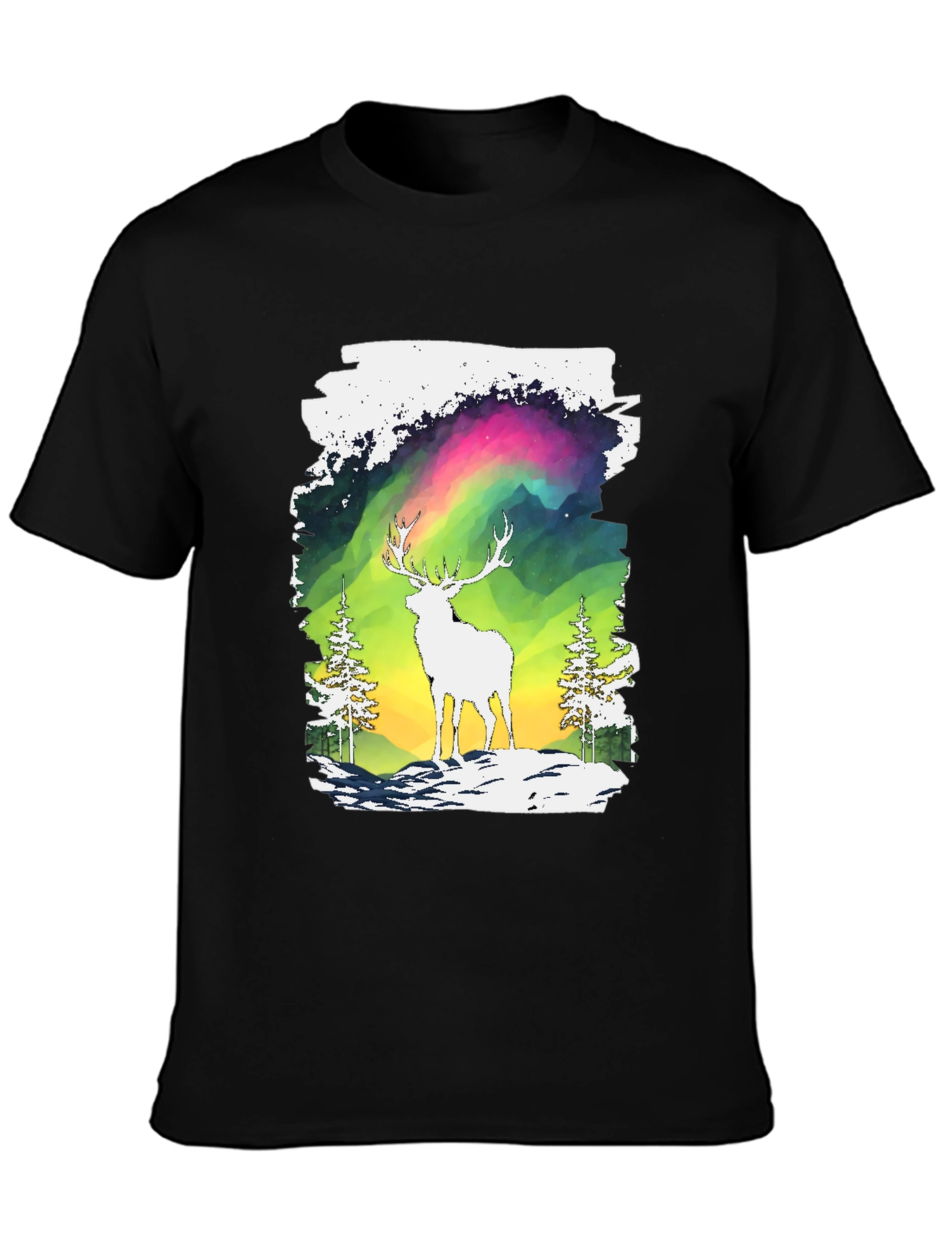 Deer Aurora Graphic T-Shirt