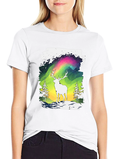 Deer Aurora Graphic T-Shirt
