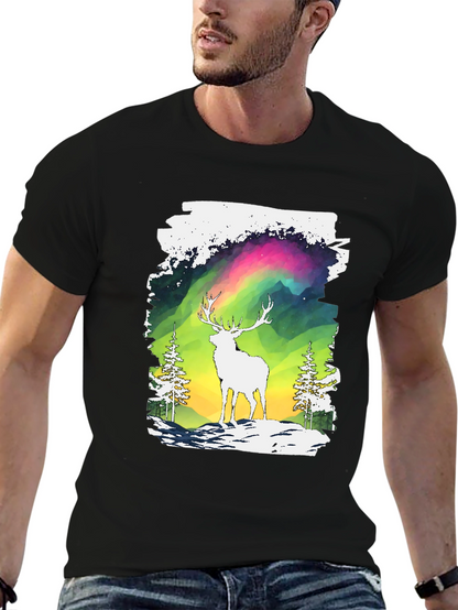 Deer Aurora Graphic T-Shirt