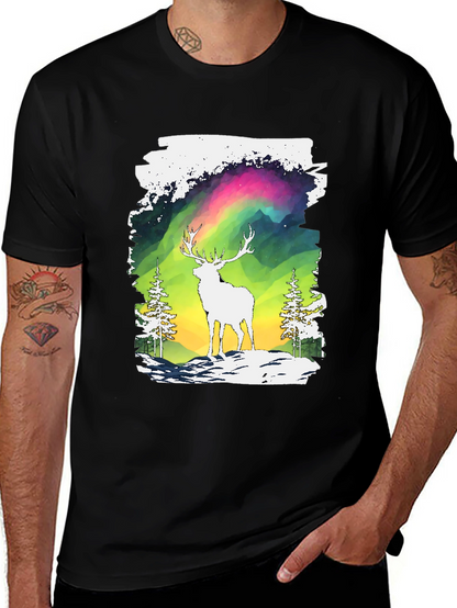 Deer Aurora Graphic T-Shirt