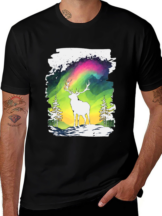 Deer Aurora Graphic T-Shirt