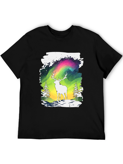 Deer Aurora Graphic T-Shirt