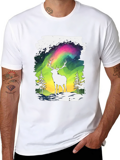 Deer Aurora Graphic T-Shirt