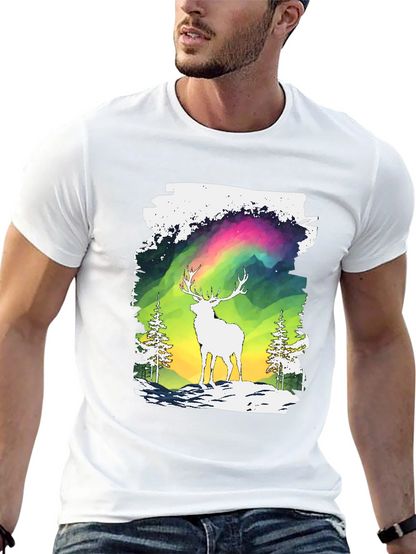 Deer Aurora Graphic T-Shirt