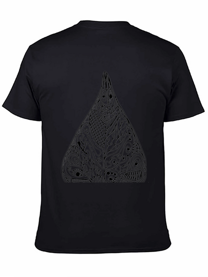 Abstract Geometric Triangle Graphic Tee - Black