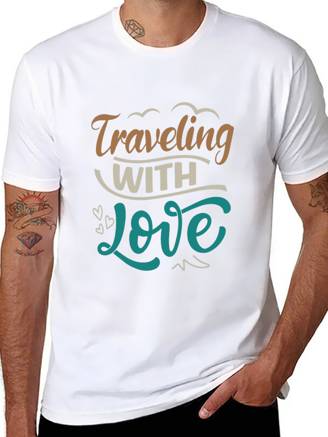 Traveling With Love Black Graphic T-Shirt