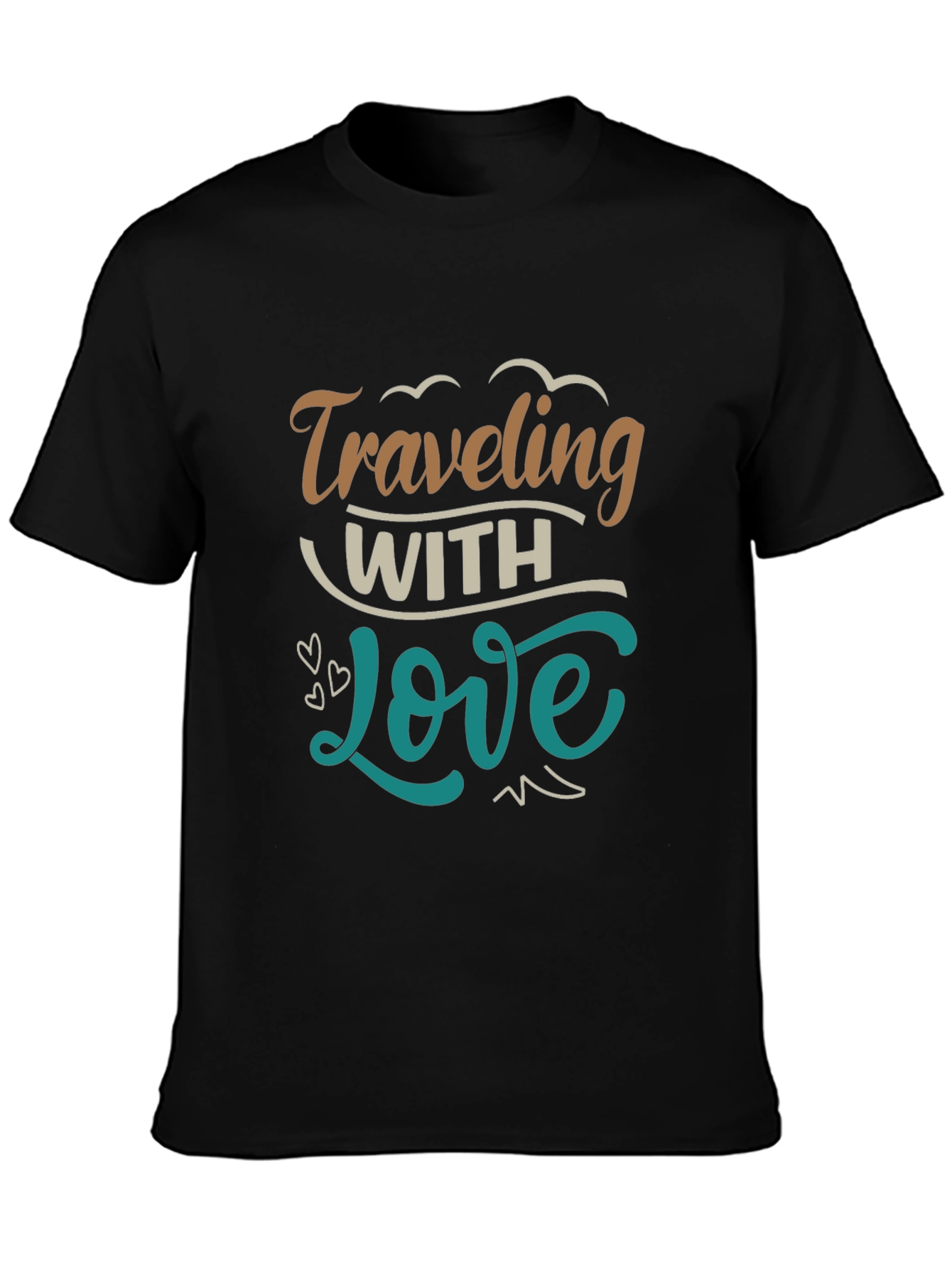 Traveling With Love Black Graphic T-Shirt