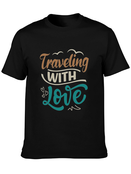 Traveling With Love Black Graphic T-Shirt