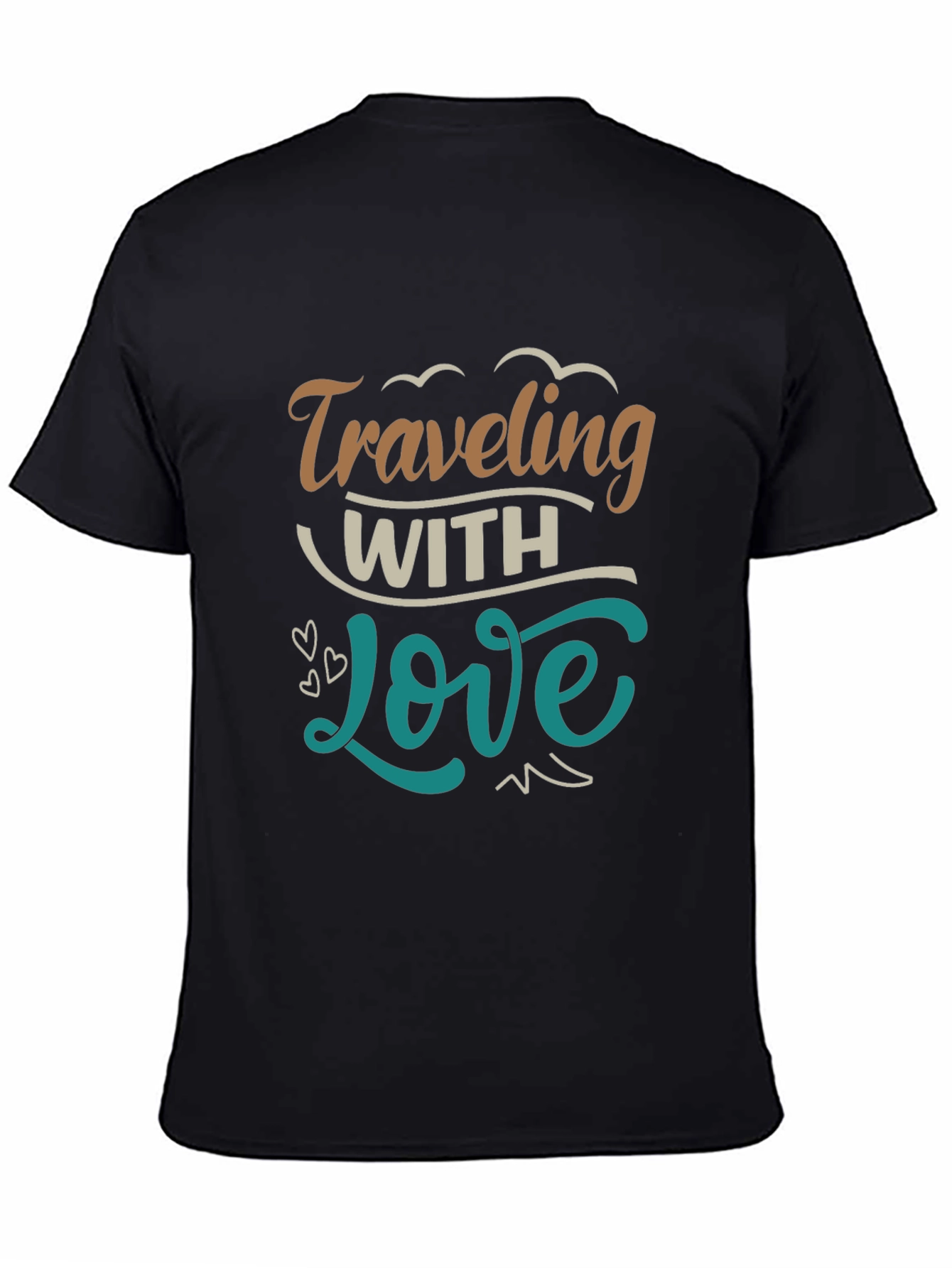 Traveling With Love Black Graphic T-Shirt