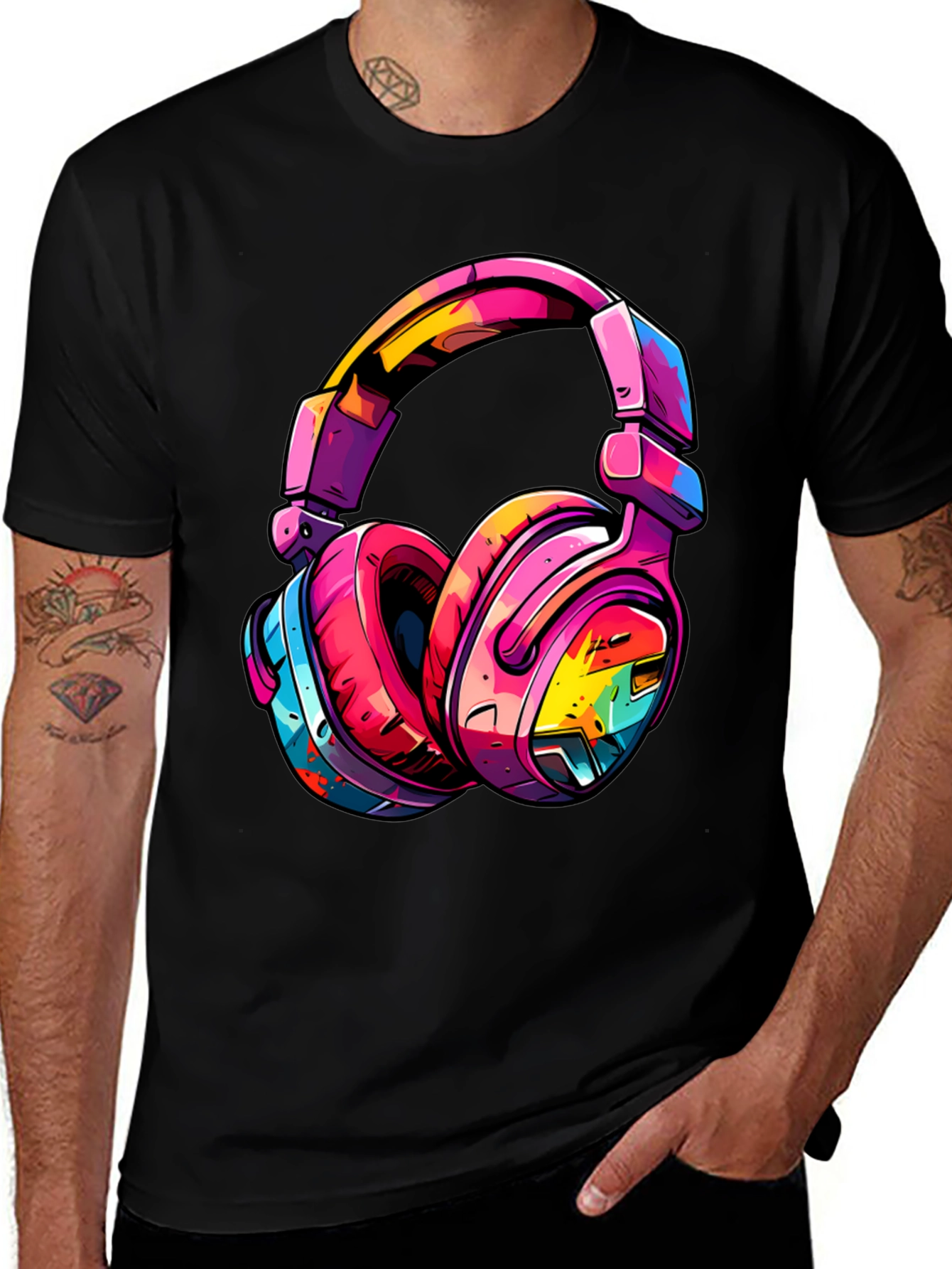 Colorful Headphones Graphic T-Shirt