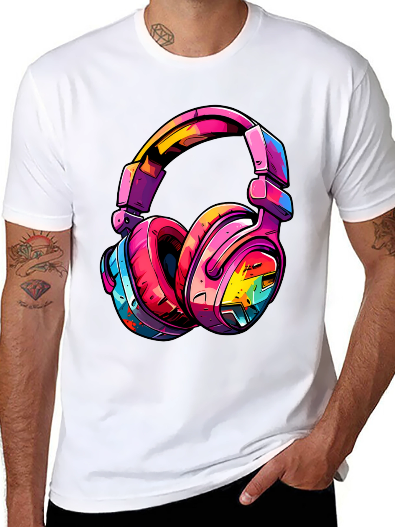 Colorful Headphones Graphic T-Shirt